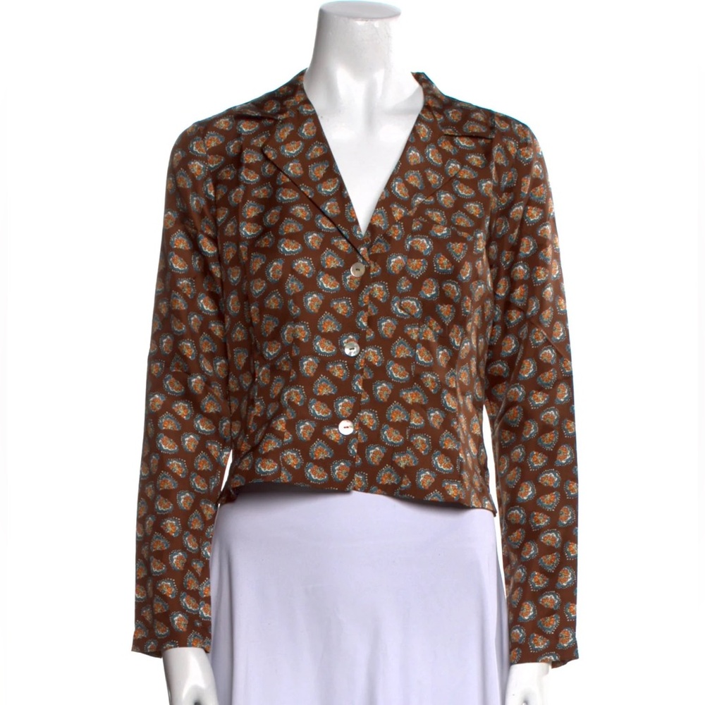 DOEN Silk Brown Paisley Blouse